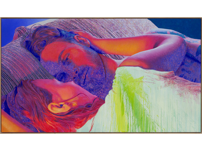 Psychedelic portraiture artwork entitled Two's Company (Two's A Crowd). by Australian ar