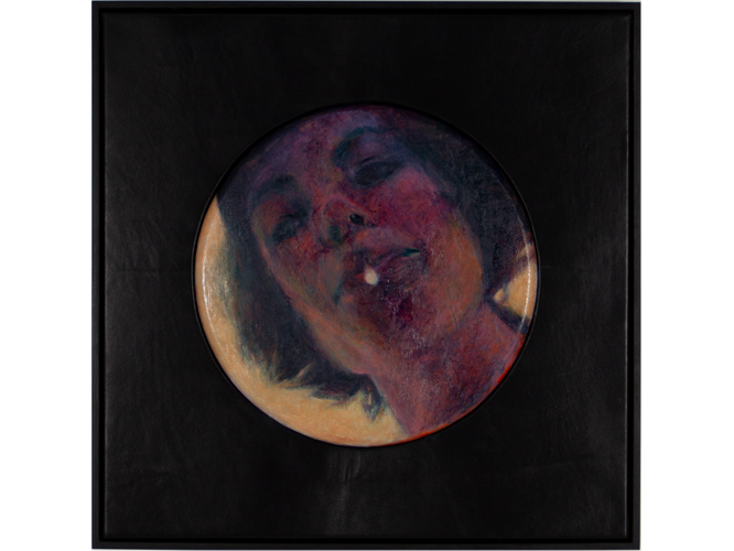 Thumb of kink themed artwork painted with oils on a circular panel entitled Threshold IV by Australian artist Tom Ferson.