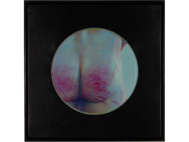 Thumb of kink themed artwork painted with oils on a circular panel entitled Threshold I by Australian artist Tom Ferson.